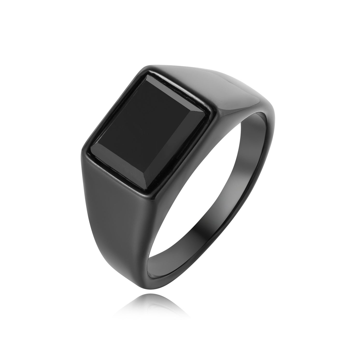 Men Titanium Steel Ring With Black Stone Unisex Durable Fashion Accessory Planderful For Modern Gents