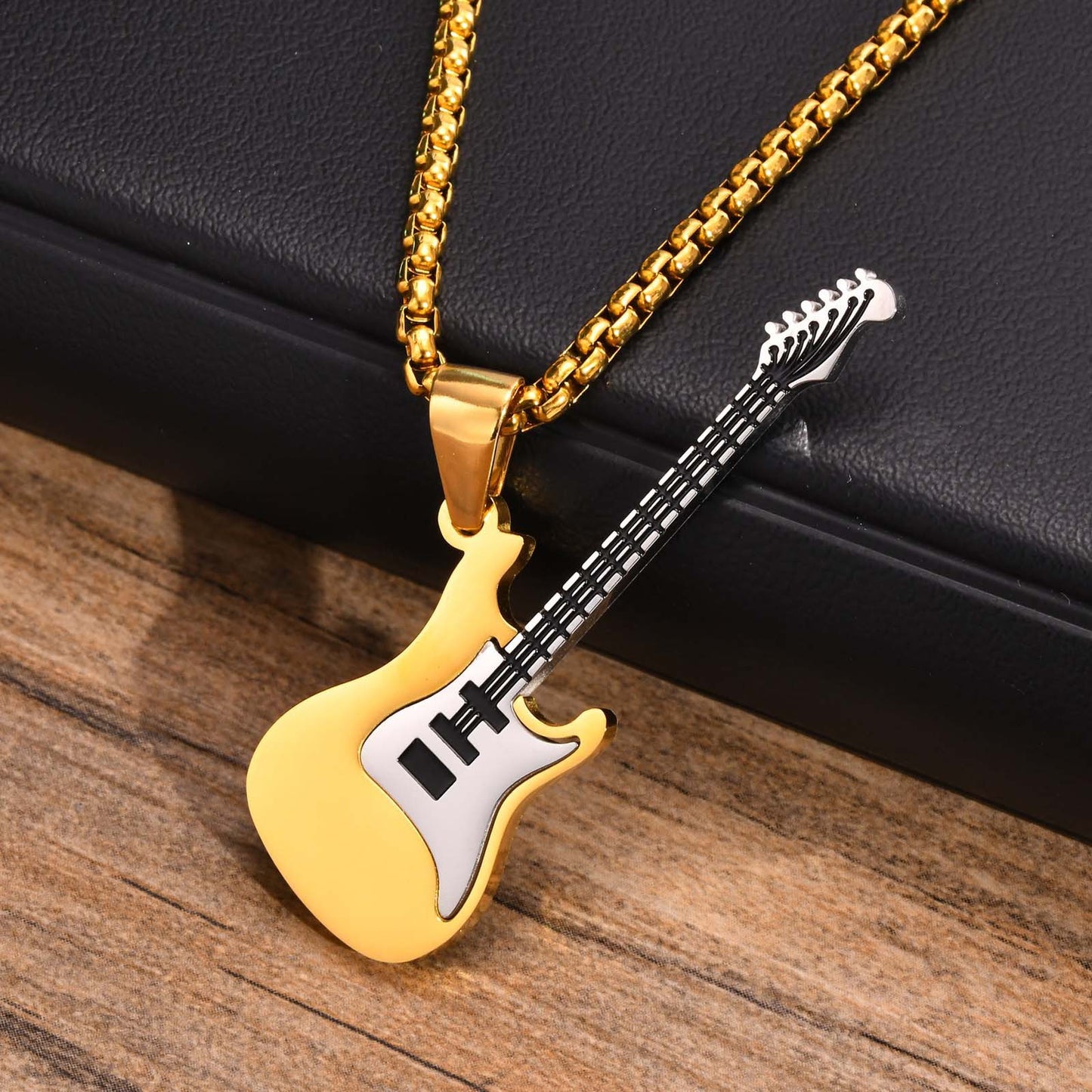 European And American Titanium Steel Jewelry Guitar Pendant
