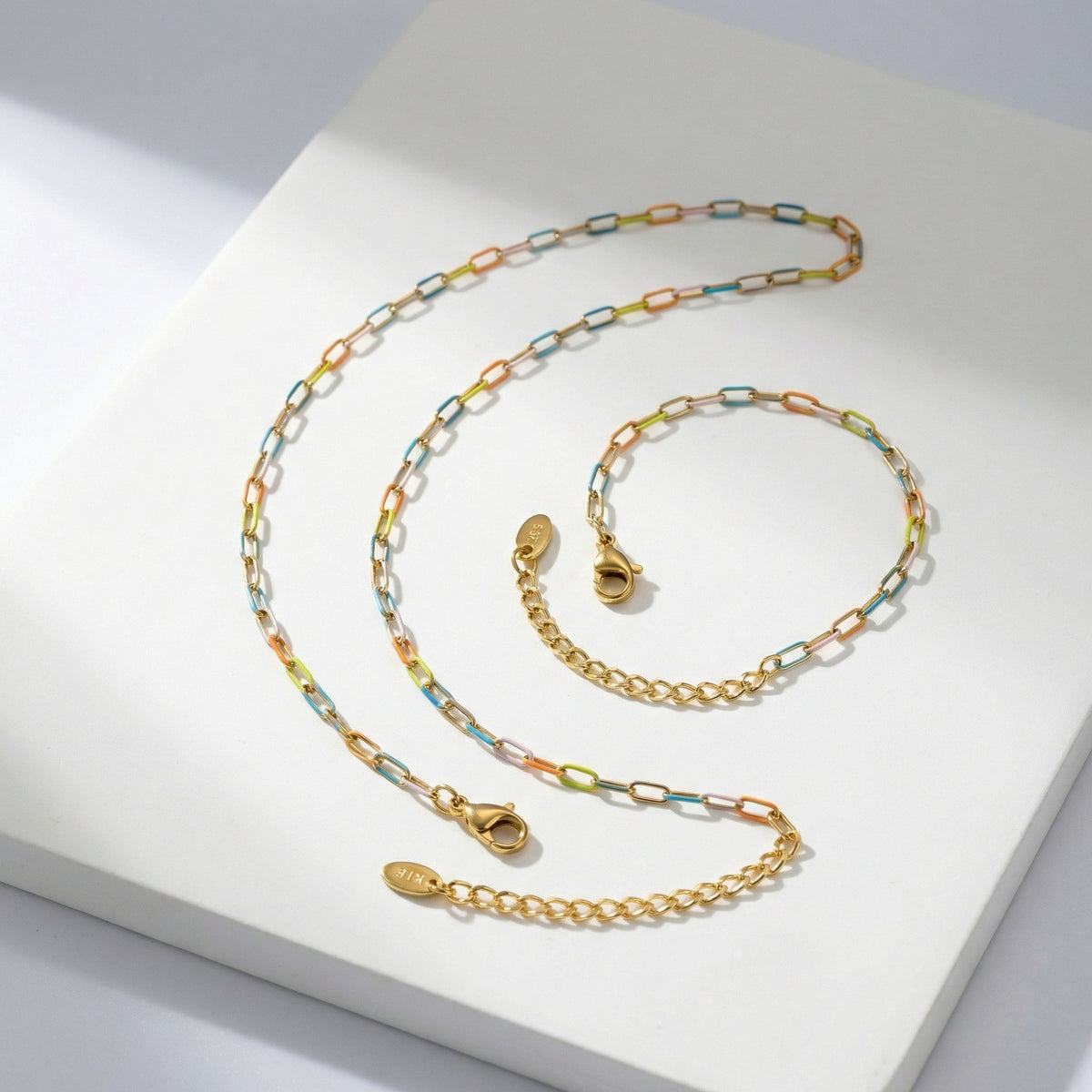 Stainless Steel Bohemian Color Oil Drop Bracelet Necklace