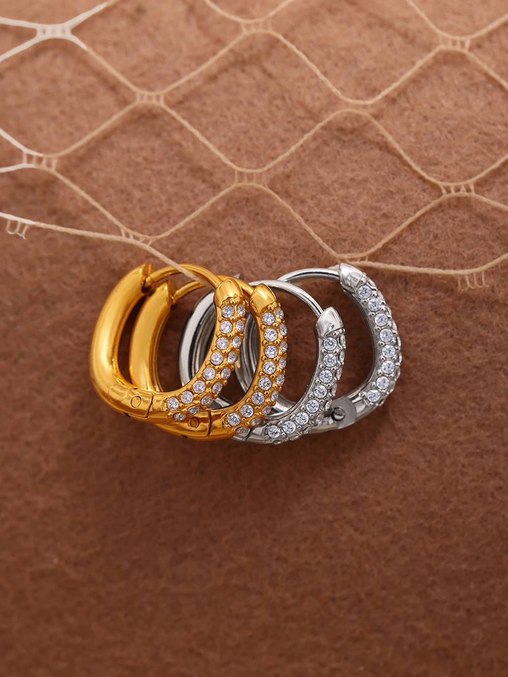 Planderful Stainless Steel Zircon Earrings 14mm For Women