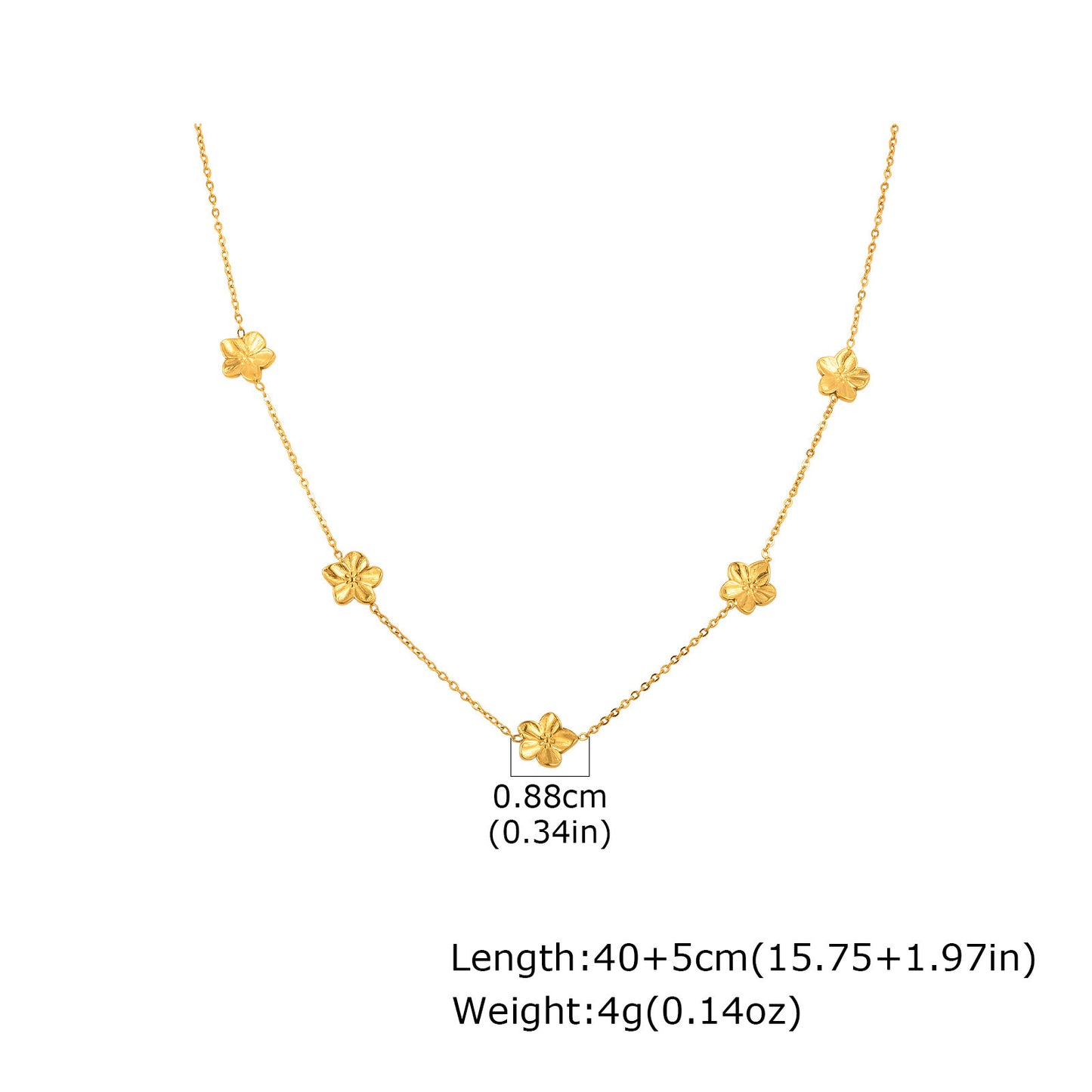 Wind Stainless Steel Girl Sweet Delicate Collarbone Chain Flower Butterfly Heart Necklace