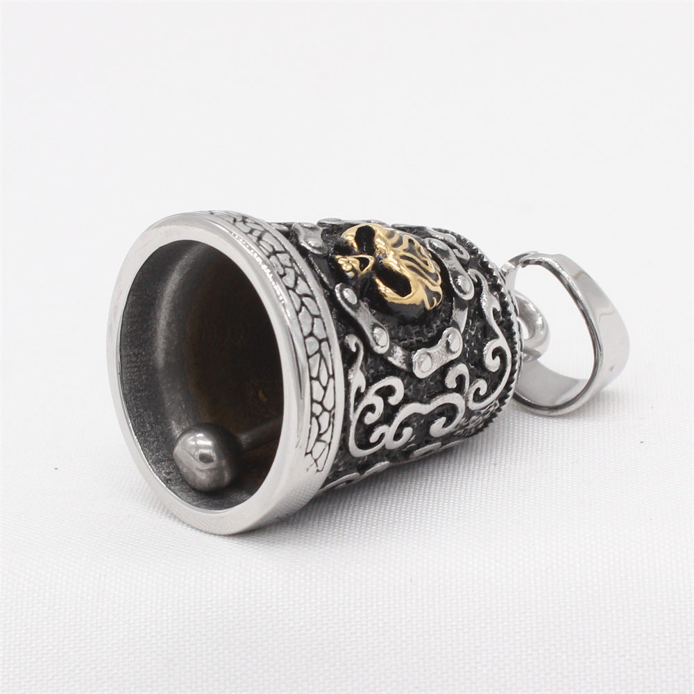 Titanium Steel Skull Pendant For Men Unisex Retro Bell Design Protection Statement Planderful Everyday Genie