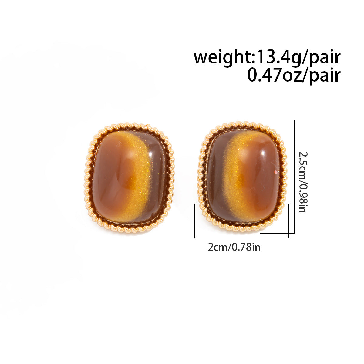 Planderful Vienna Verve Tiger's Eye Square Stud Earrings For Women Elegant Geometric Retro Jewelry
