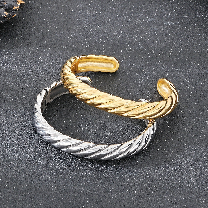 Planderful Men C Shaped Hipster Bracelet 18k Gold Plated