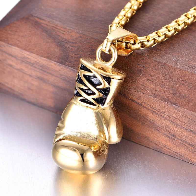 Planderful Boxing Glove Necklace Unisex Stainless Steel Pendant Bold Vintage Gift For Him And Her