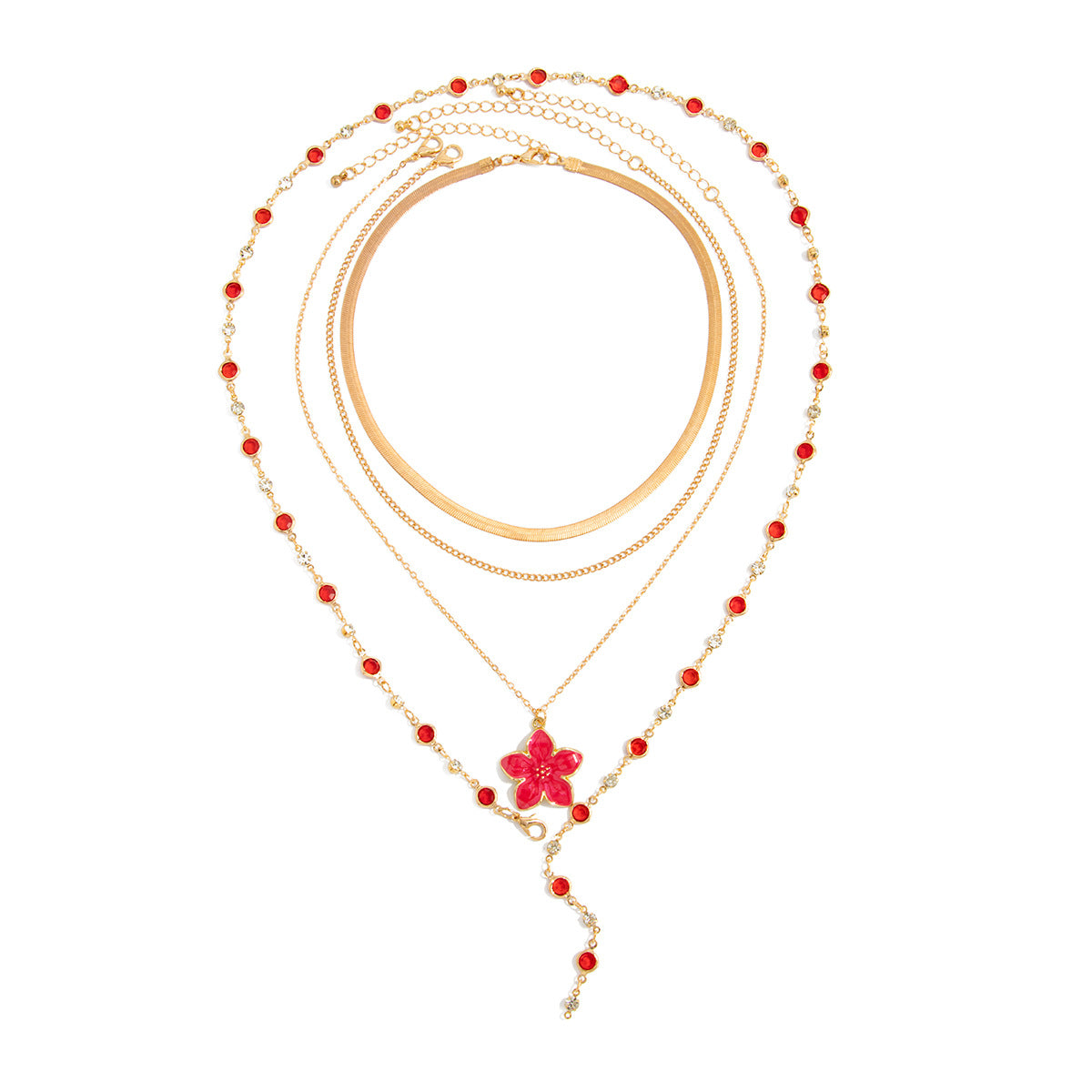 Light Luxury Oil Drip Flower Collarbone Holiday Y-Shaped Colored Zircon Fringed Necklace