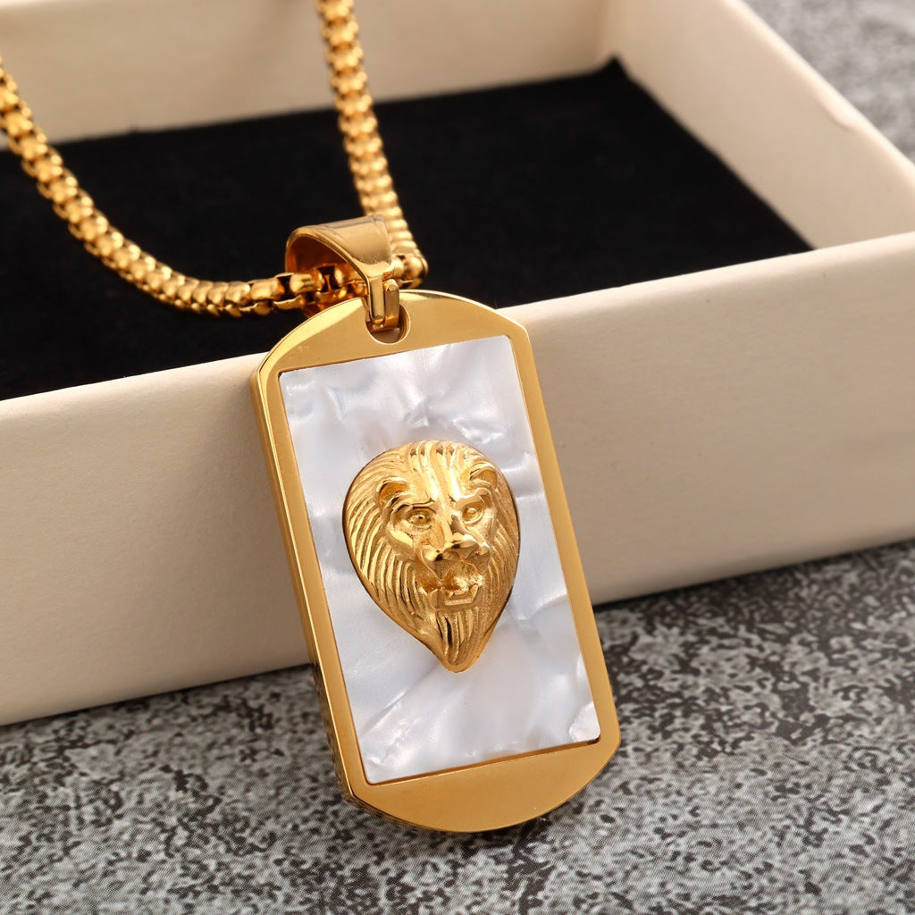 Vintage Lion Stainless Steel Pendant Necklace