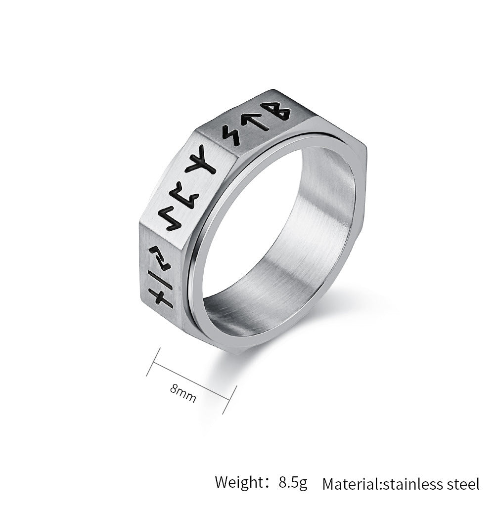 Planderful Titanium Steel Rotating Ring For Men Premium Nordic Viking Style Everyday Genie Collection