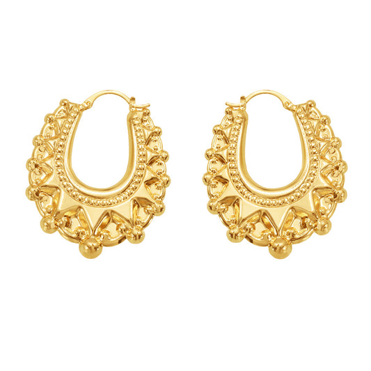 Planderful Gear Texture Earrings 18K Gold Plated Girls