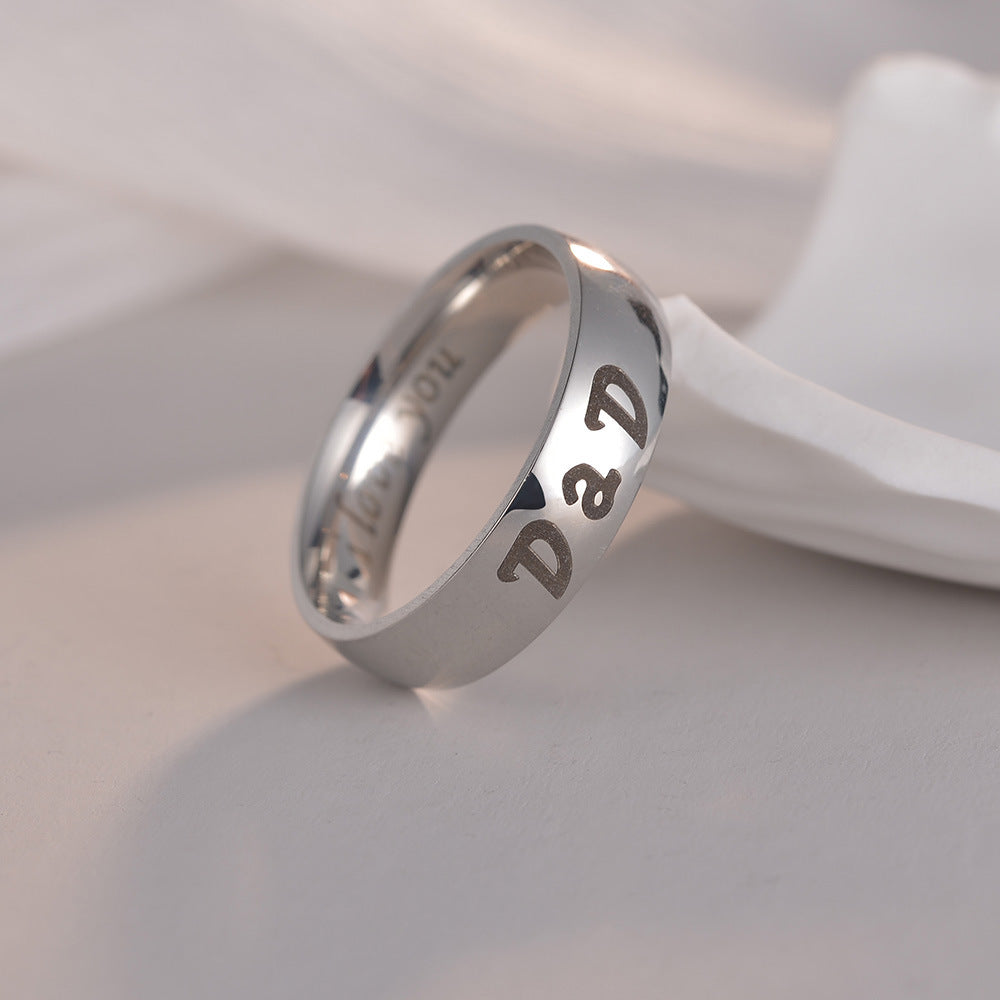 Family Love Steel Ring for Men - Dad Mom I Love You - Size 6-13 - Planderful Collection