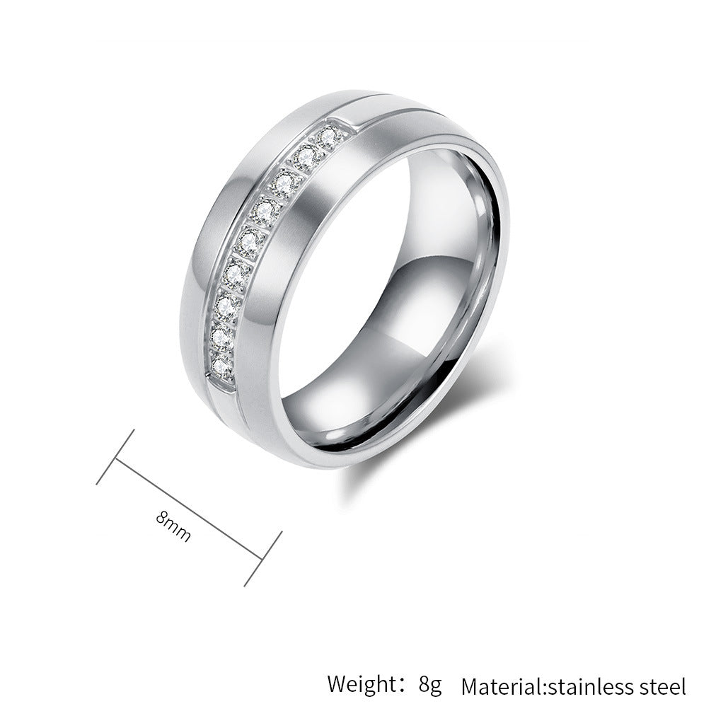 Planderful Titanium Steel Zircon Ring For Couples Matte Finish High End Fashion Jewelry