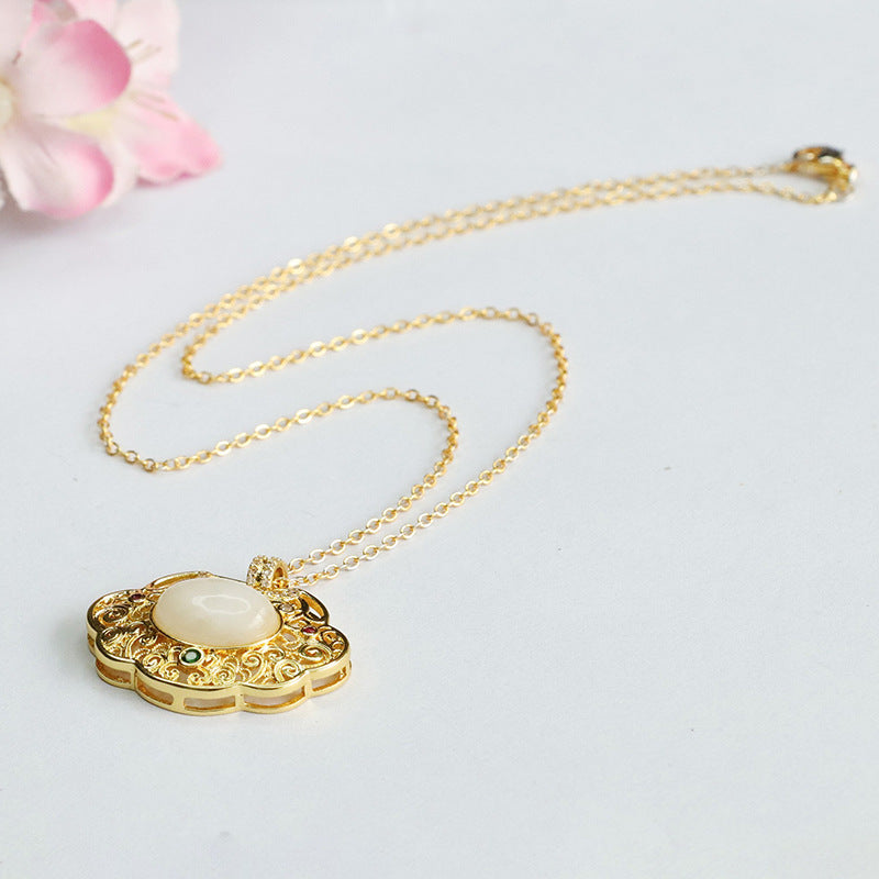 Fortune's Blessing Sterling Silver Jade Ruyi Pendant