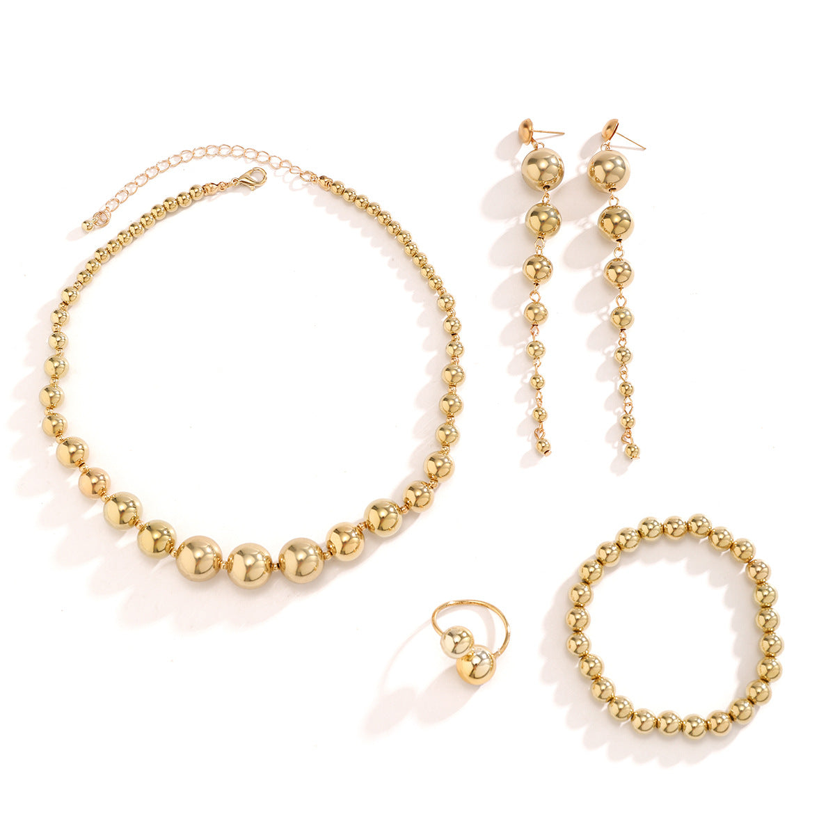 Statement Necklace with Tassel Beads and Geometric Shapes