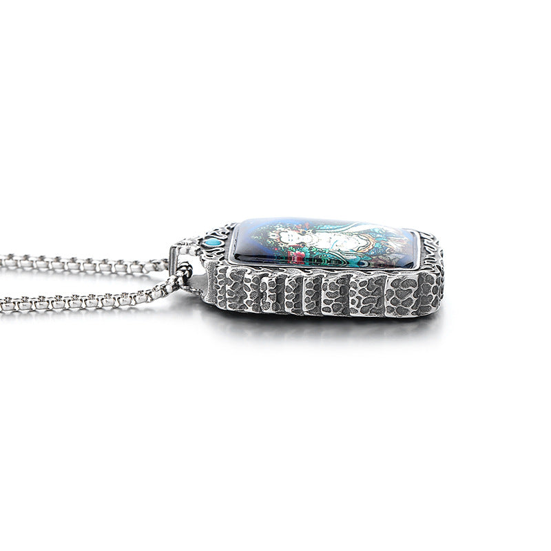 Steel Necklace – Elegant Thangka Zodiac Guardian Amulet