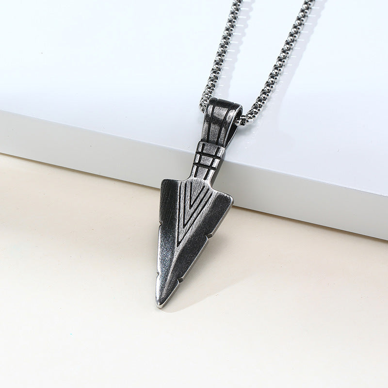 Spearhead Pendant Hip-Hop Wind Titanium Steel Necklace Men's Titanium Steel Pendant