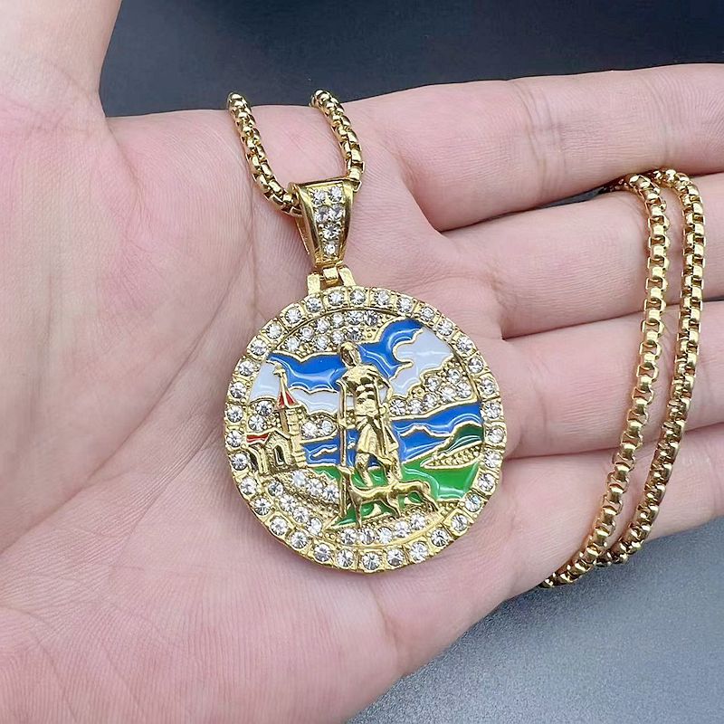 Rhinestone Necklace – Statement Hip Hop Jesus Pendant