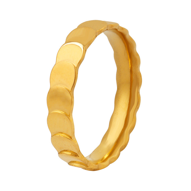 Golden Glow Titanium Steel Couple Ring with Unique Design - Everyday Genie Collection