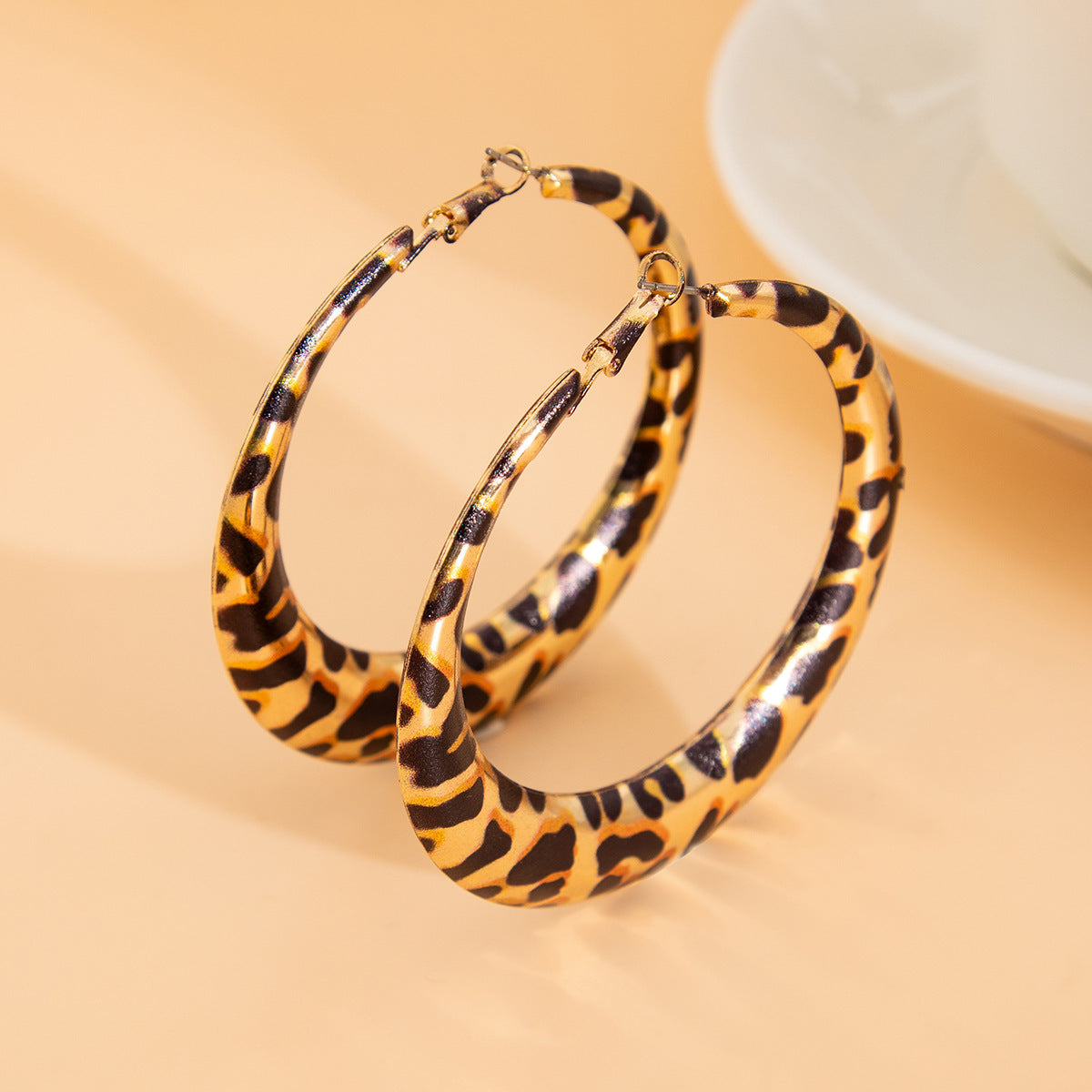 Geometric Metal Circle Earrings Leopard Print Bold Statement For Women By Planderful Vienna Verve