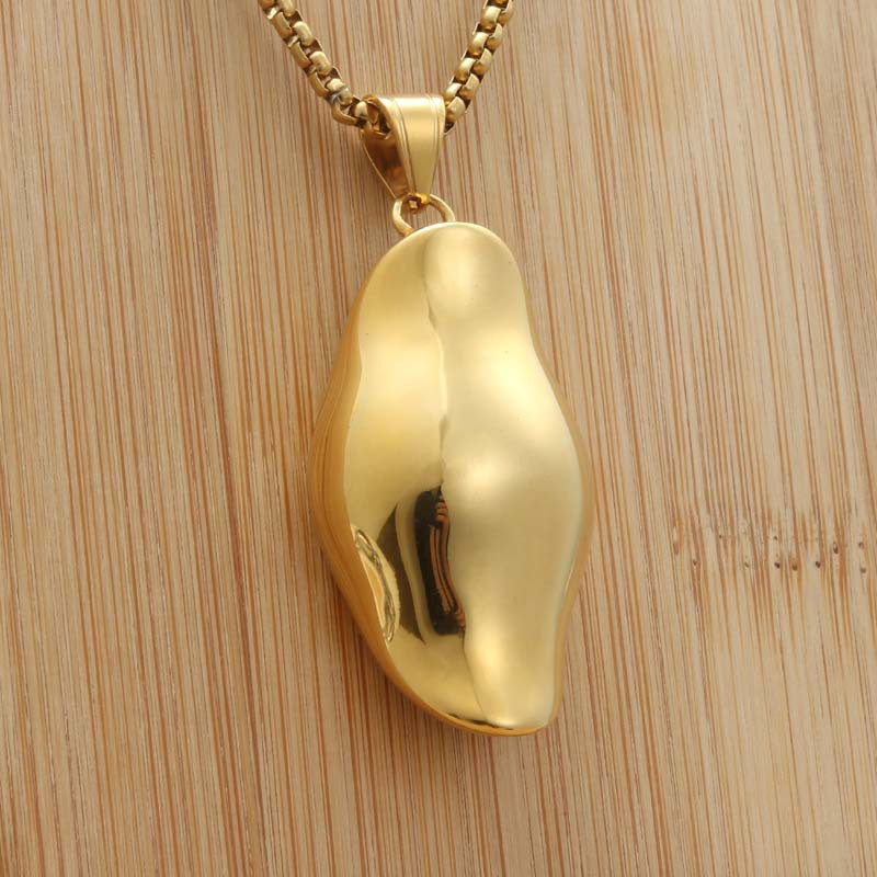 Punk Style Glossy Titanium Steel Ingot Pendant Necklace for Men - Retro Trendy Design by Planderful