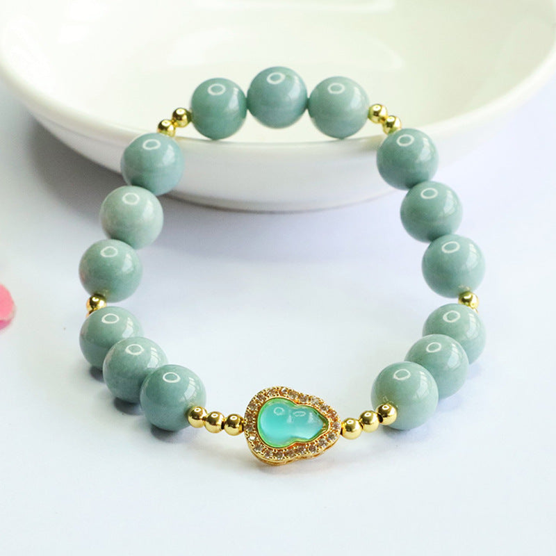 Blue Water Jadeite Gourd Beaded Bracelet