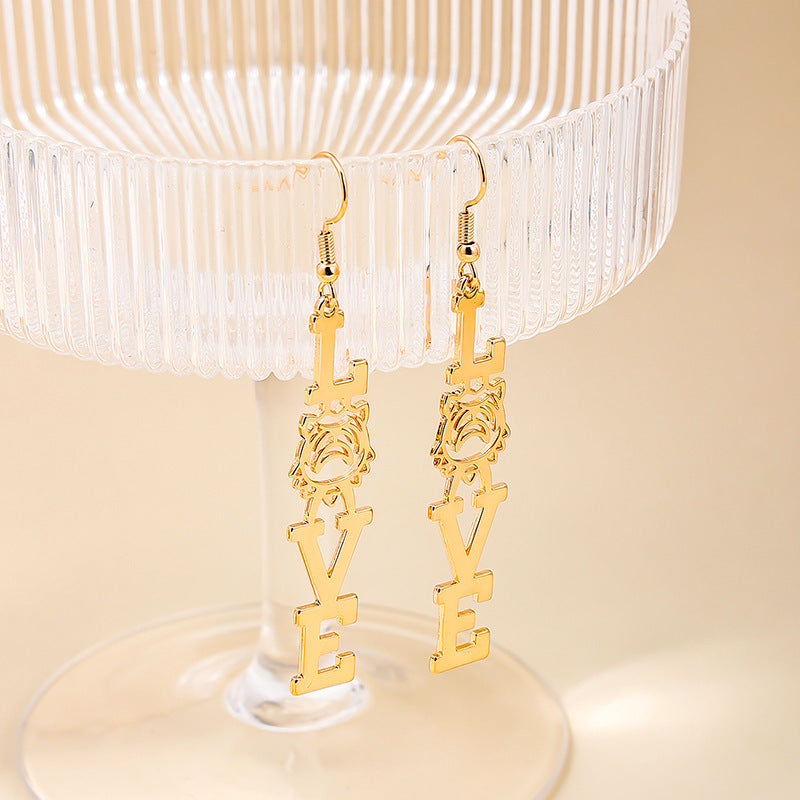 Retro LOVE Tiger Head Earrings with a Twist of Street Style