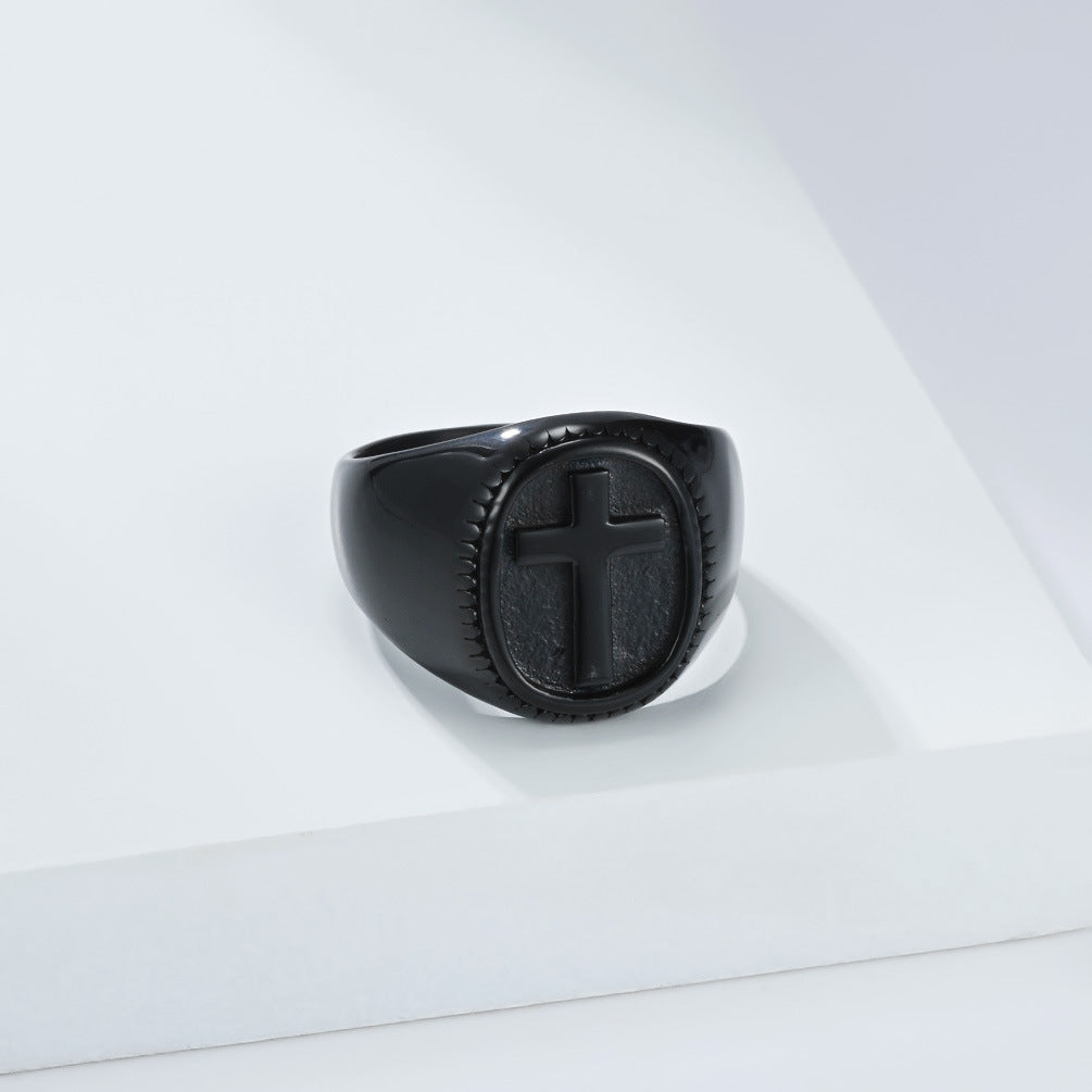 Cross Minimalist Stainless Steel Ring for Men