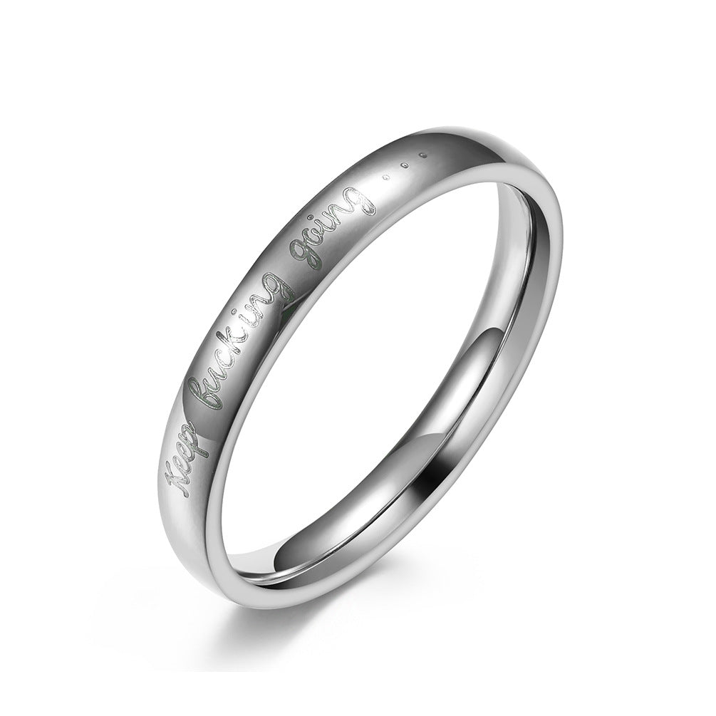 Engraved Laser Keep Fucking Going Self-Motivation Motto Stainless Steel Ring