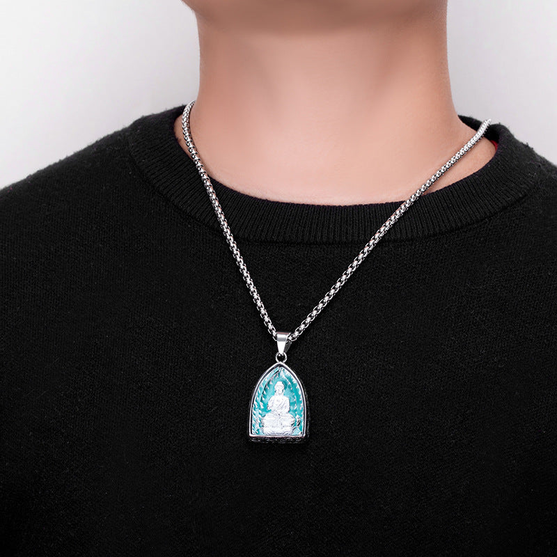 Stainless Steel Necklace – Vintage Zodiac Sign Pendant For Men With Luminous Amulets