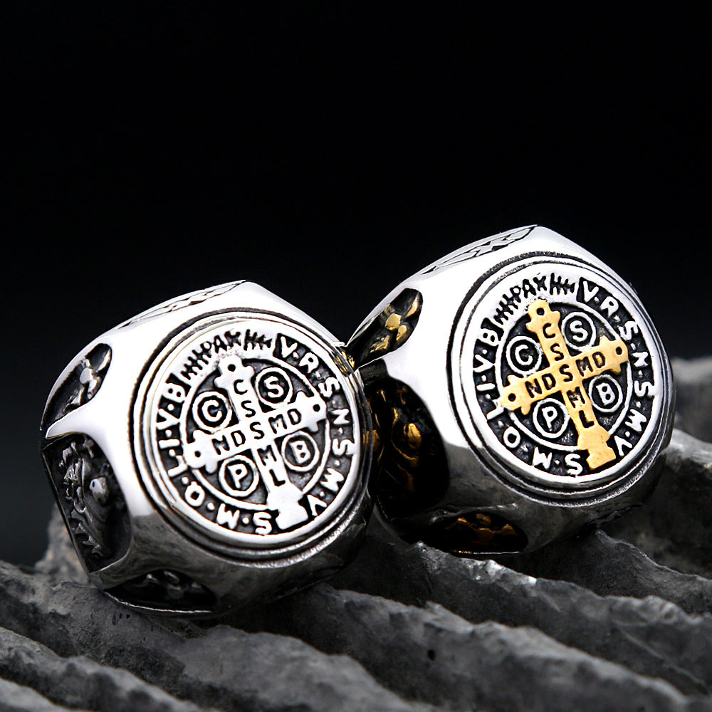 Planderful Shop Titanium Steel Ring For Men Cross Design Trendy Durable Everyday Jewelry