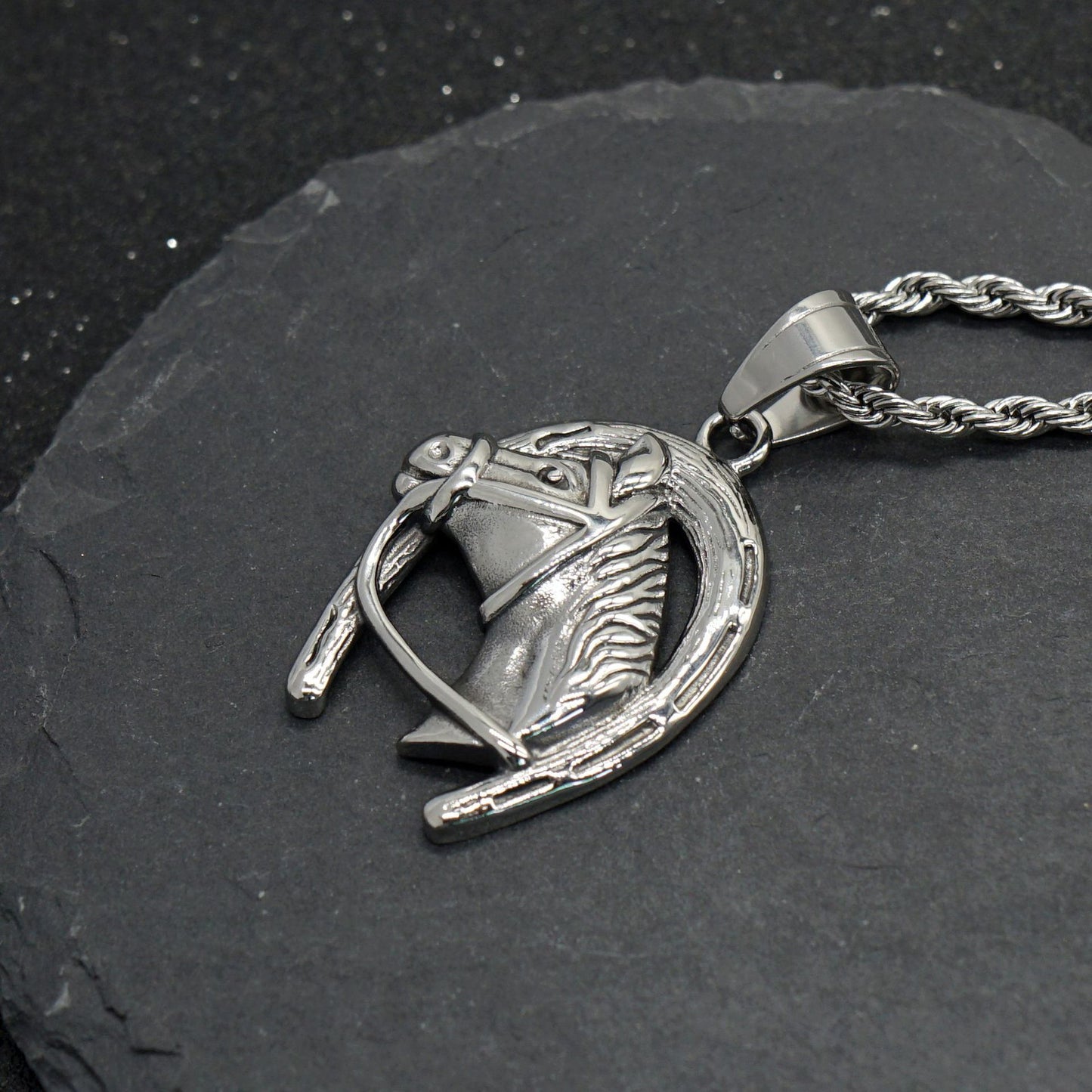 Steel Necklace – Vintage Planderful Horse Head Pendant Stainless Steel Chain Jewelry For Everyday Wear