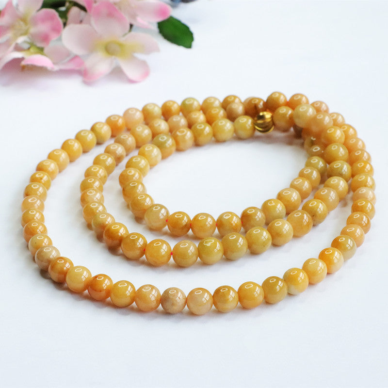 Natural Jade Necklace A Grade Yellow Jade Beads String