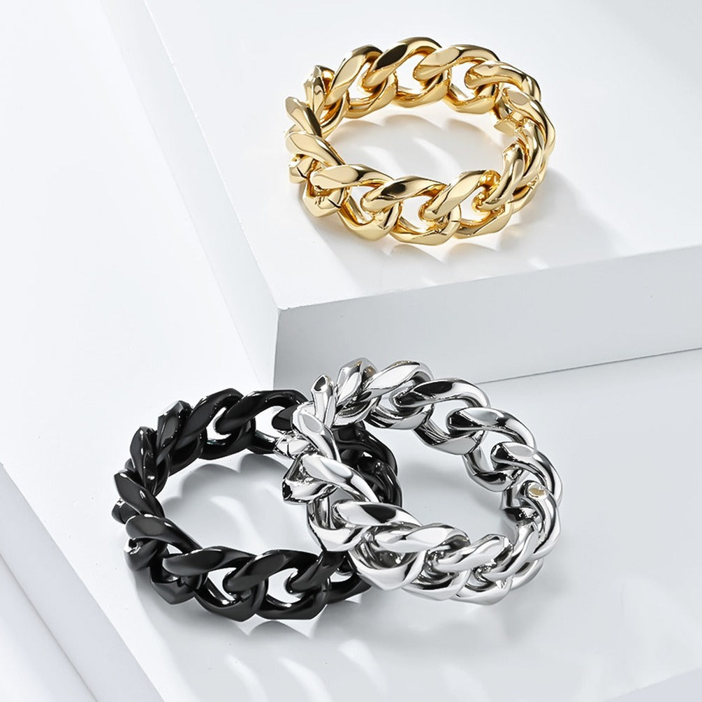 Cross-Border Europe America Titanium Steel Chain Ring for Men