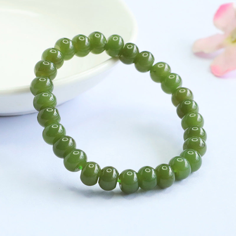 Qingshui Hetian Jade Abacus Bead Bracelet