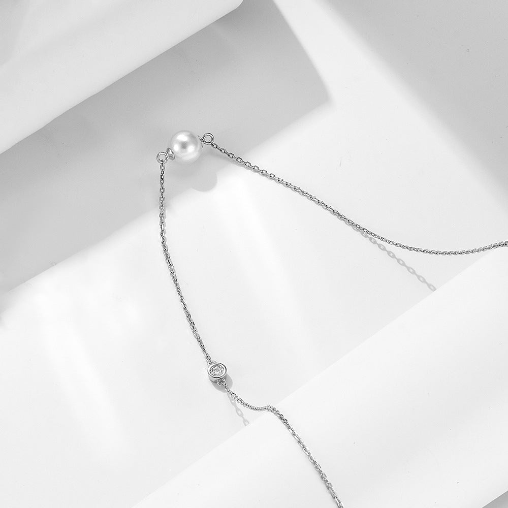 S925 Silver Bead Necklace Advanced Sense Single Pearl