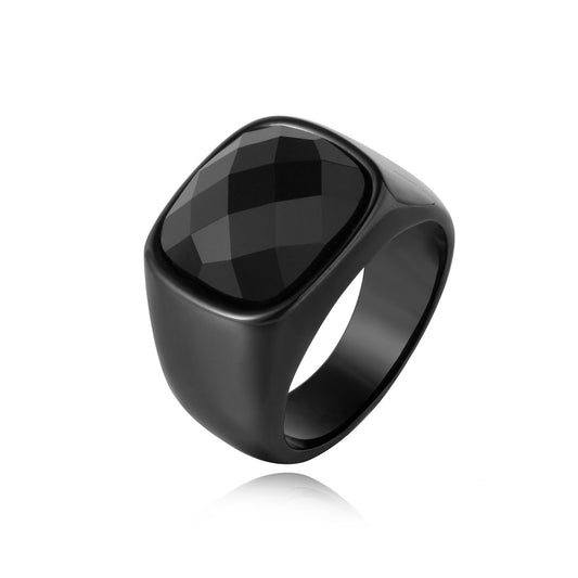 Planderful Everyday Genie Titanium Steel Ring Black Zircon Unisex Fashion For Men Size 7 8 9 10 11 12