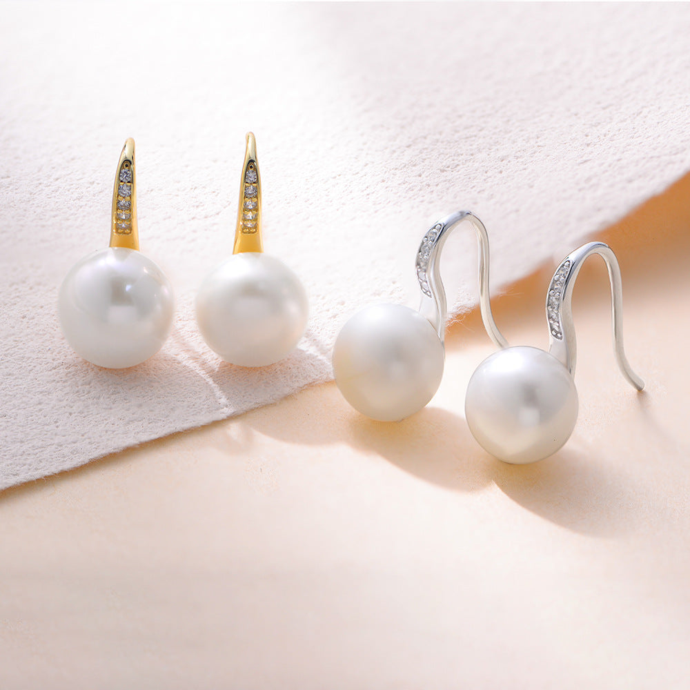 Planderful S925 Silver Pearl Earrings With Micro Inlaid Zircon Elegant Lightweight Luxury For Fashionable Women