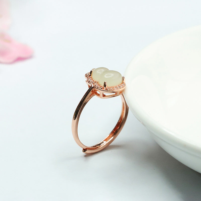 Qingshui Hetian Jade Gourd Ring