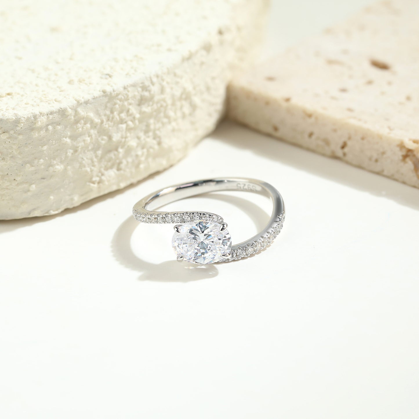 Planderful Sterling Silver Stacked Ring Set For Women With Twisted Arm And One And A Half Carat Zircon Sparkle