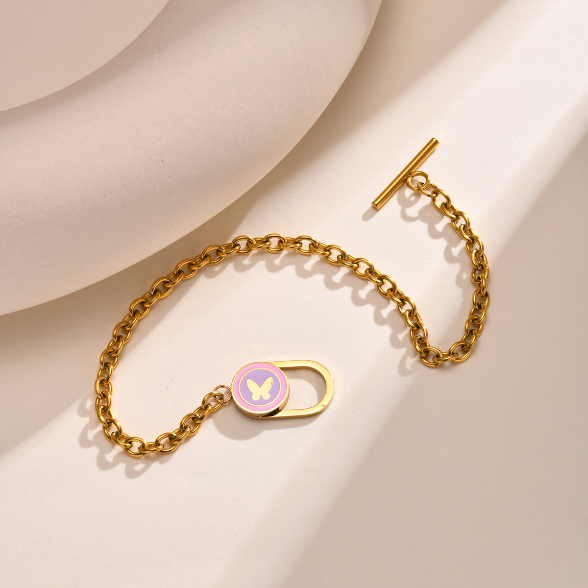 Bracelet Stainless Steel Heart-Shaped Hollow Oval Ot Buckle Women