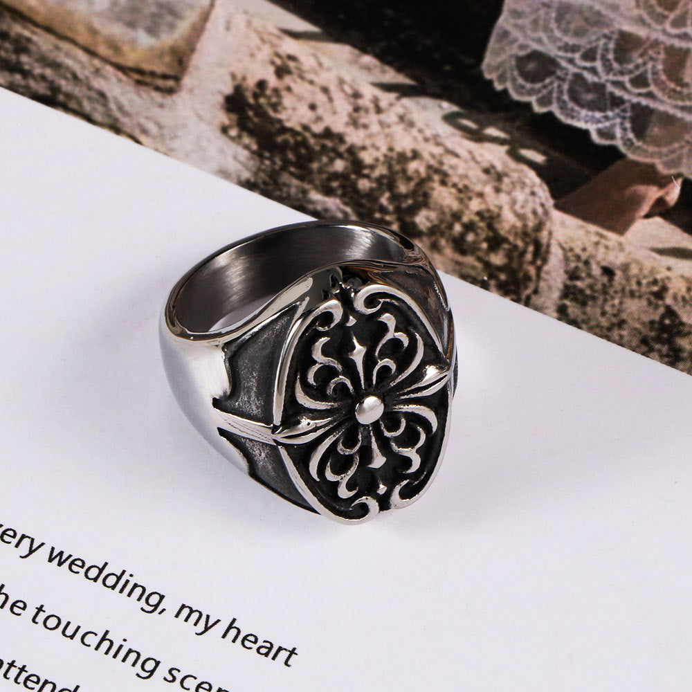 Cross Titanium Steel Ring For Men Punk Rock Hipster Style