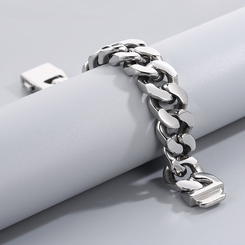 Men's Trendy Stainless Steel Bracelet with 20Mm Four-Sided Grinding Rough Titanium Steel