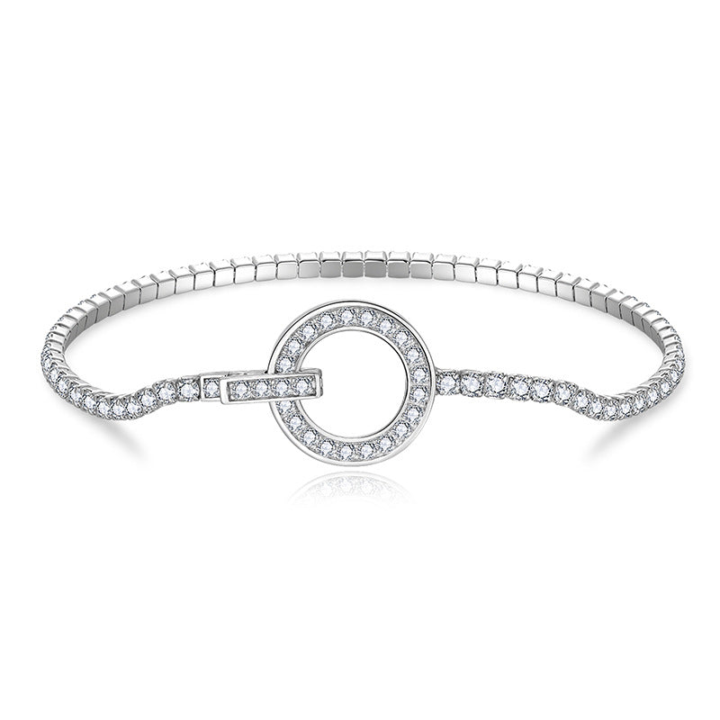 Ins Style Classic Four-Claw Moissanite Tennis Bracelet S925 Silver Plated 18k Platinum