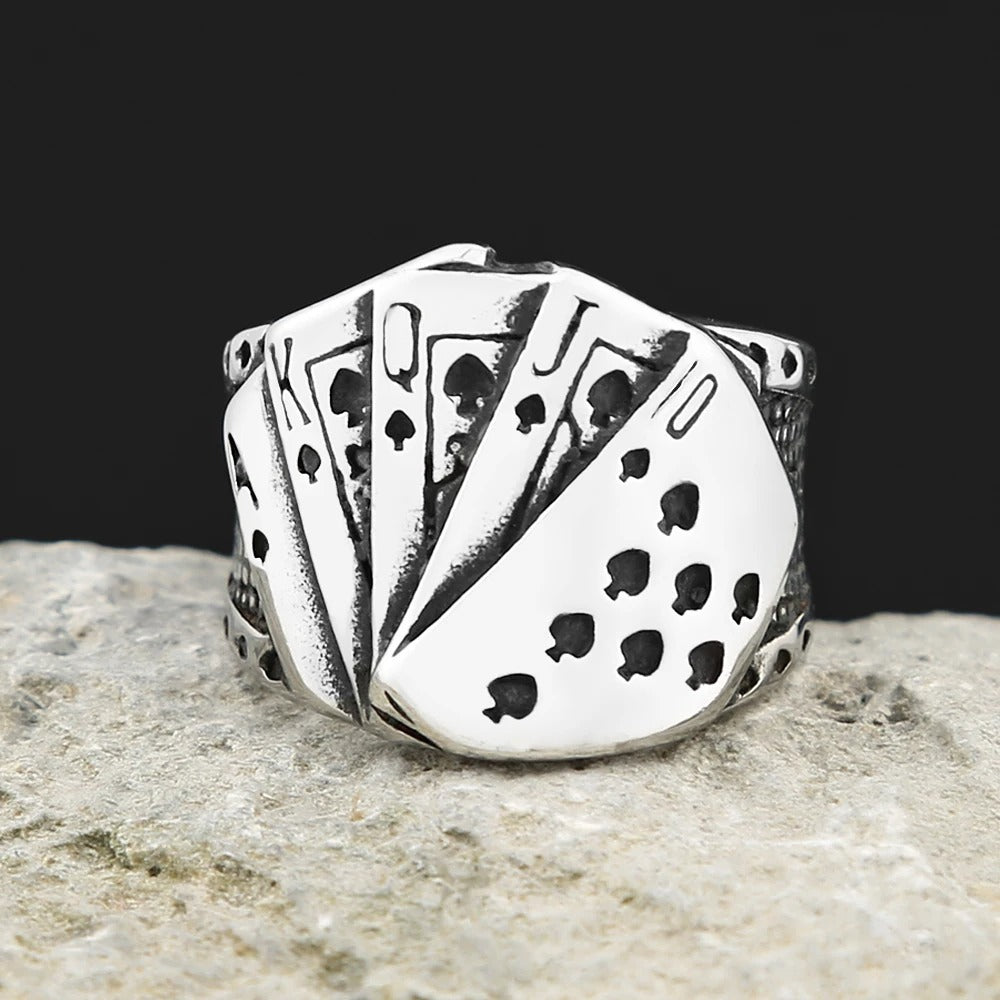 Vintage Playing Stainless Steel Men's Ring