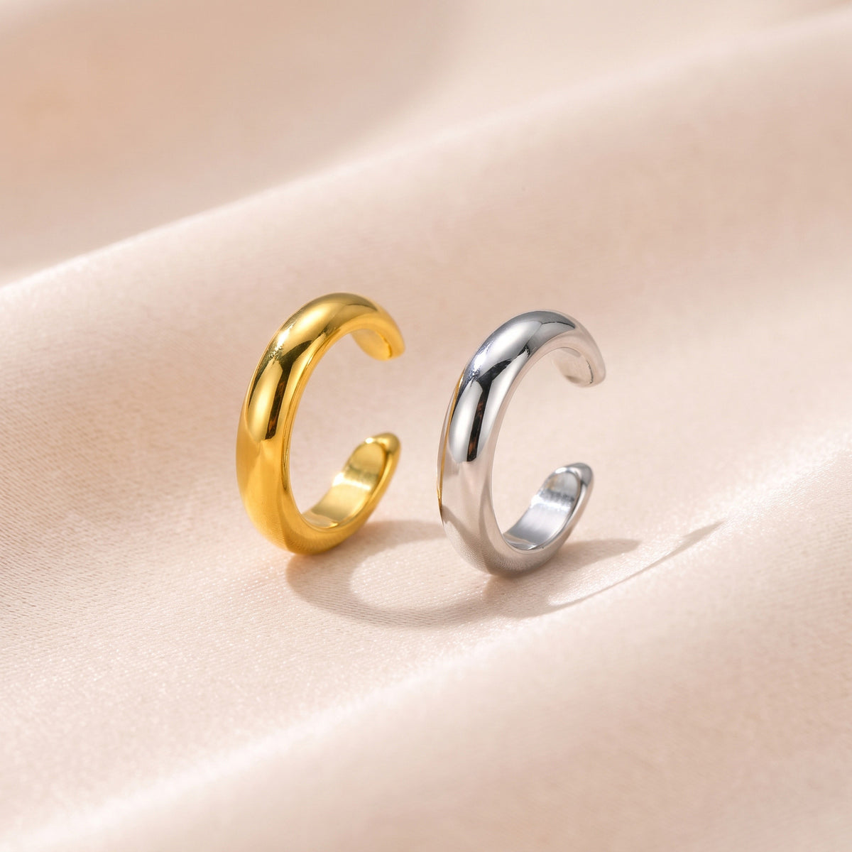 Sculptural Stainless Steel Ear Cuffs — 4 Styles