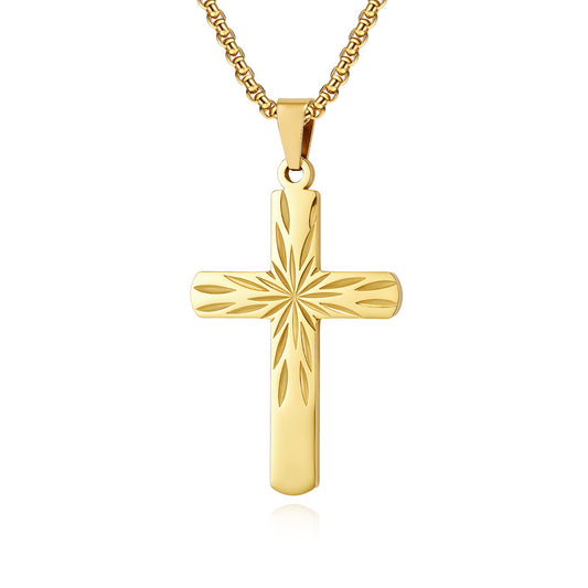 Planderful Titanium Steel Cross Necklace Unisex Pendant Durable Everyday Wear Jewelry for Men and Women