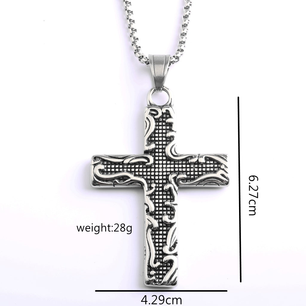 Vintage Cross Stainless Steel Men's Pendant Necklace