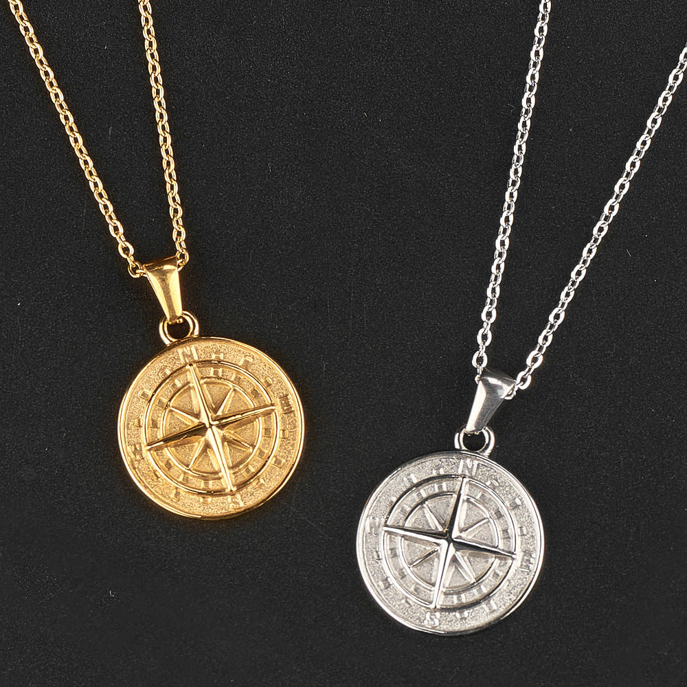 Planderful Stainless Steel Compass Necklace For Hip Hop Fans Bold Statement Jewelry Everyday Genie