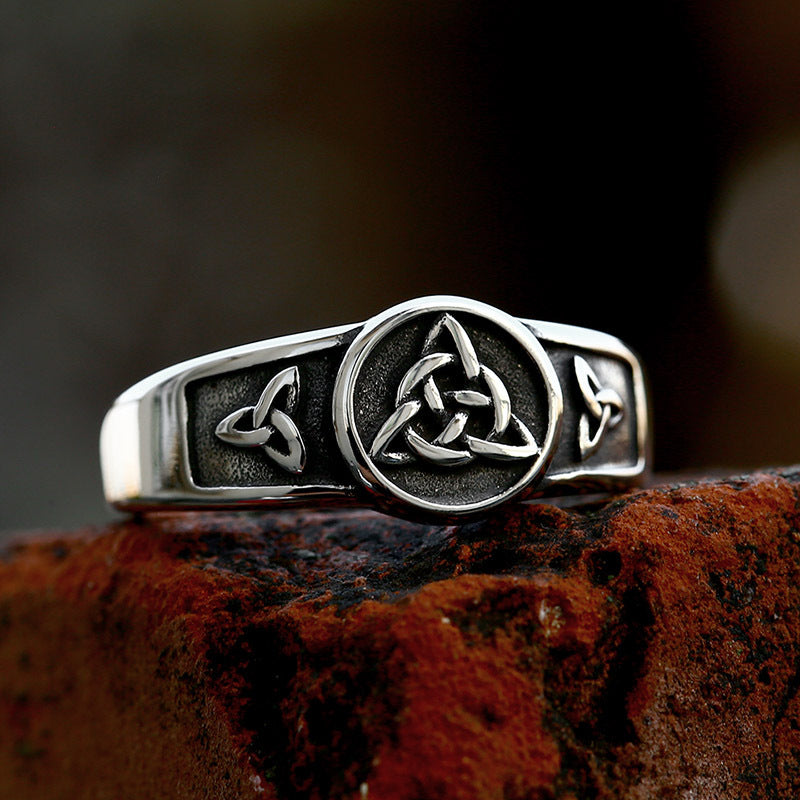 Titanium Steel Viking Celtic Knot Men's Ring - Stylish Retro Wholesale Jewelry
