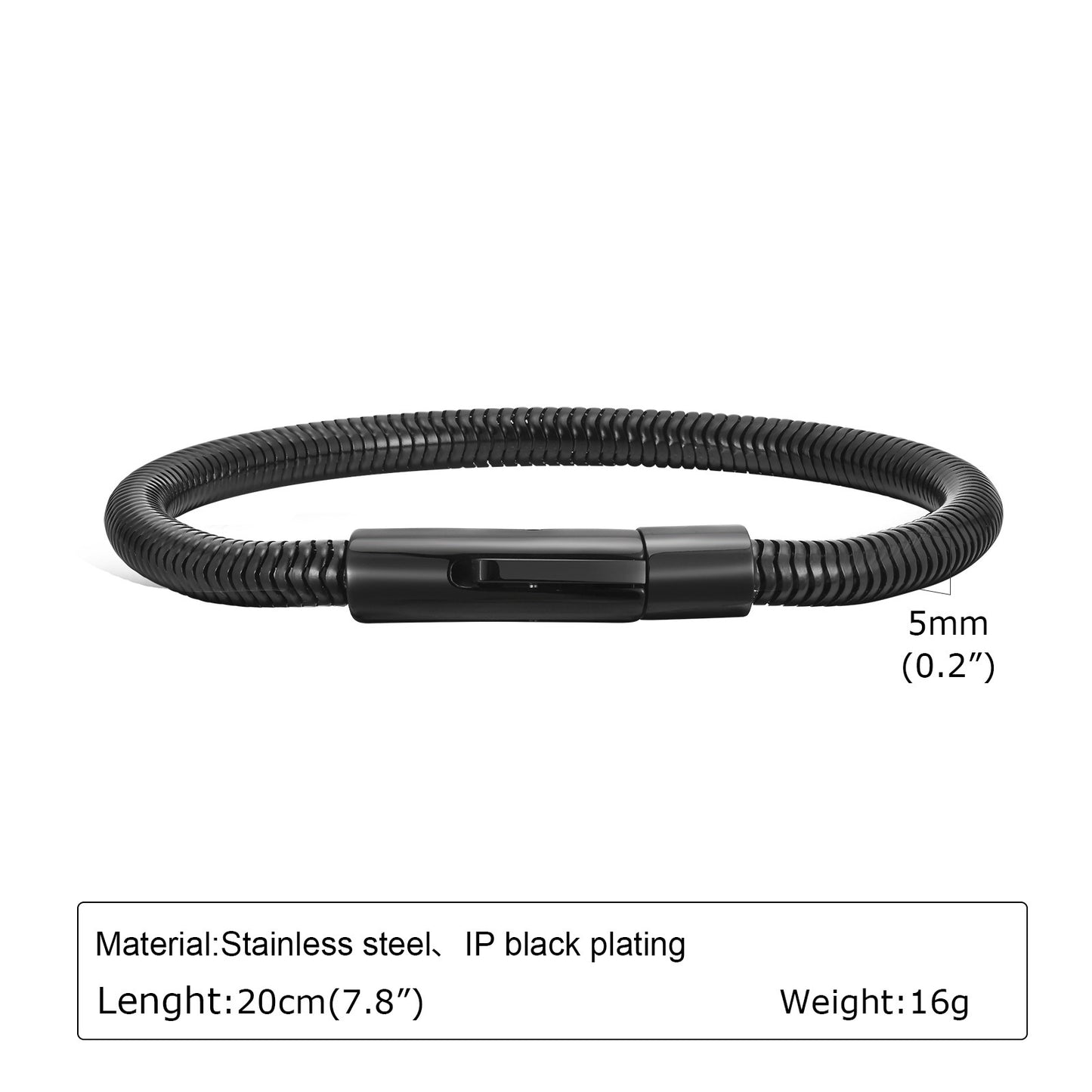 Stainless Steel Snap Buckle Thick Bracelet Men's Fashion Jewelry