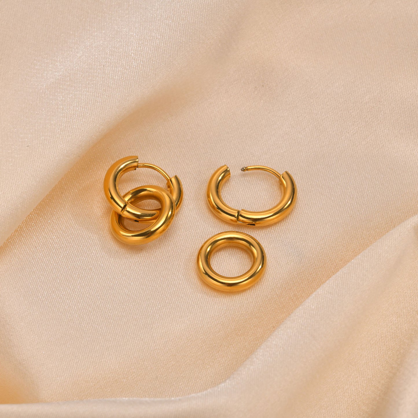 Cross-Border Accessories Stainless Steel Double-Ring Earrings